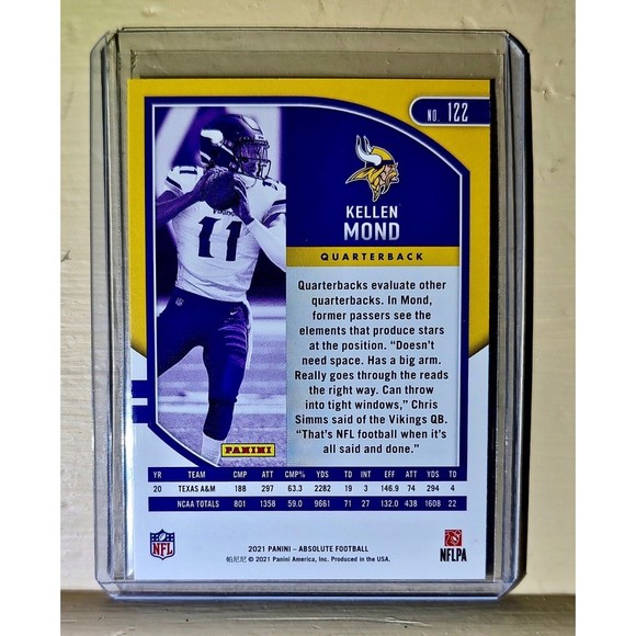 Kellen Mond 2021 Panini NFL Absolute Rookie Football #122 Card - Picture 2 of 2
